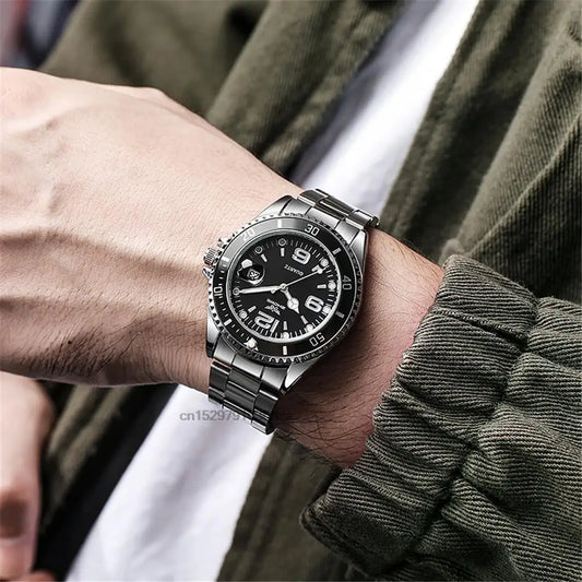 Luxury stainless steel men’s watches – Quartz watch with date display, professional and sporty style, on-trend