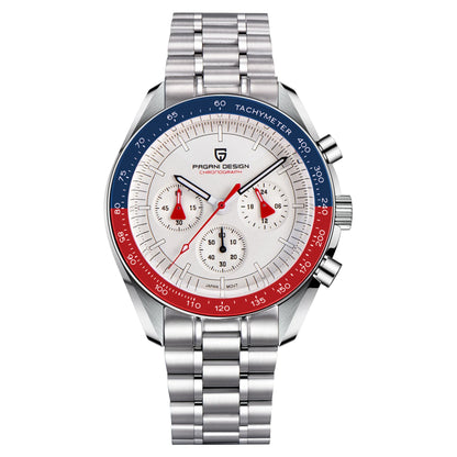 Reloj para hombre PAGANI DESIGN «New Moon» – Reloj de cuarzo de lujo, cronógrafo, cristal de zafiro con tratamiento antirreflectante, bisel de cerámica, agujas luminiscentes