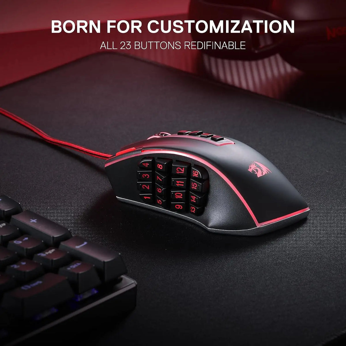 Redragon M990 MMO Gaming Mouse, 32000 DPI Wired RGB Gaming Mouse with 23 Programmable Buttons, High Precision MMO Gaming Mouse for PC