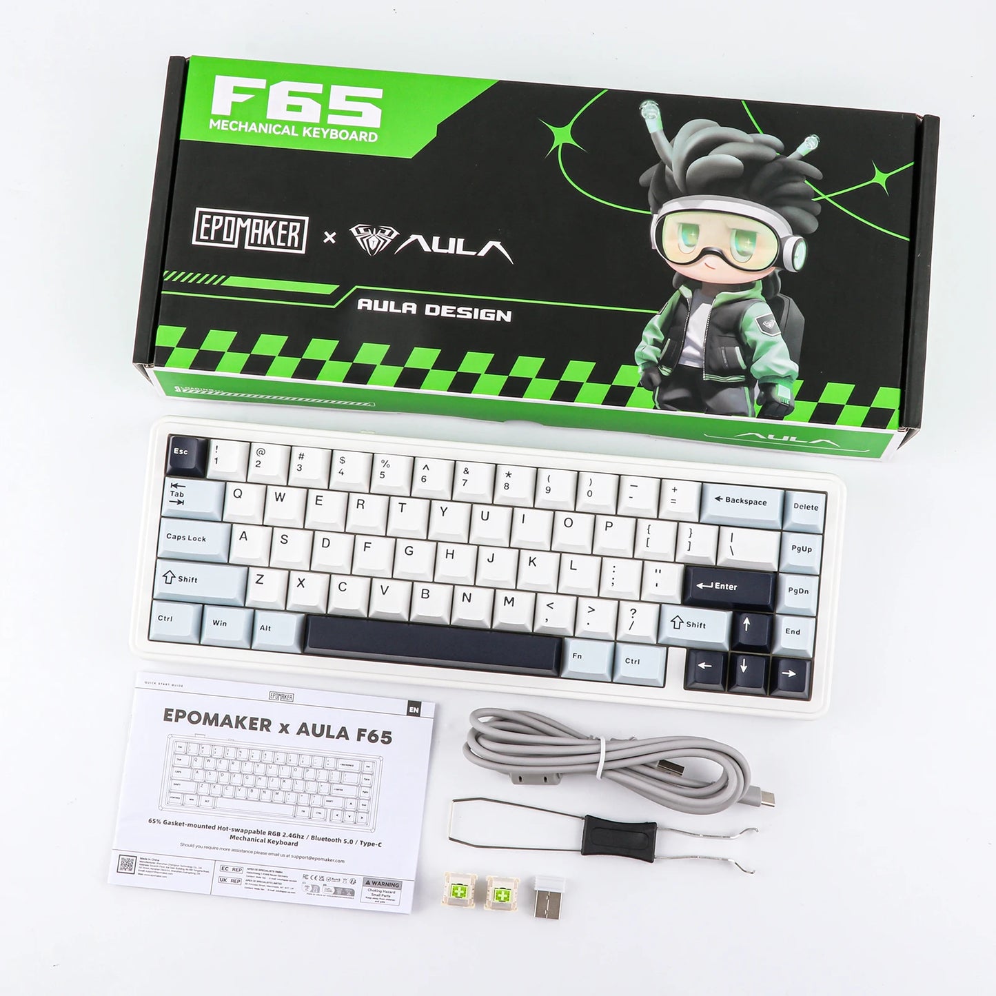EPOMAKER x AULA F65 65% Layout Hot-Swap Gasket-mounted Wired/Bluetooth/2.4G Wireless Mechanical Keyboard for Mac/Win