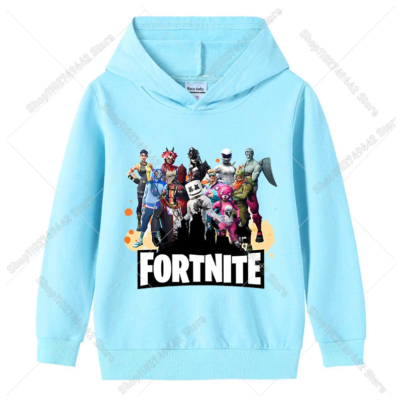Fortnite-Kinder-Hoodies für den Herbst, Kapuzen-Sweatshirt für Jungen und Mädchen, dünner Trainingsanzug, langärmelige Pullover-Oberteile, Sportbekleidung, Kinderkleidung
