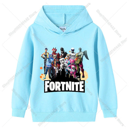 Fortnite-Kinder-Hoodies für den Herbst, Kapuzen-Sweatshirt für Jungen und Mädchen, dünner Trainingsanzug, langärmelige Pullover-Oberteile, Sportbekleidung, Kinderkleidung