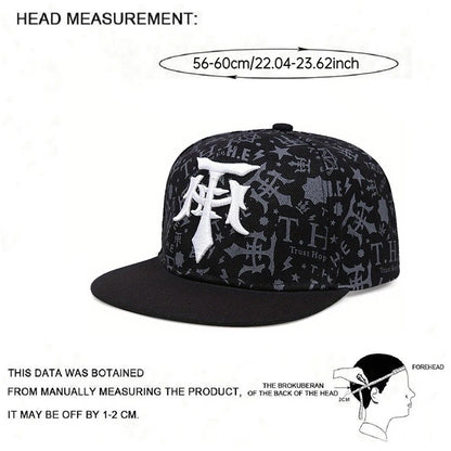 2025 Creative New Baseball Hat T Embroidery Graffiti HipHop Hat Street Fashion Decorative Hat Daily Leisure Flat Edge Hat Unisex