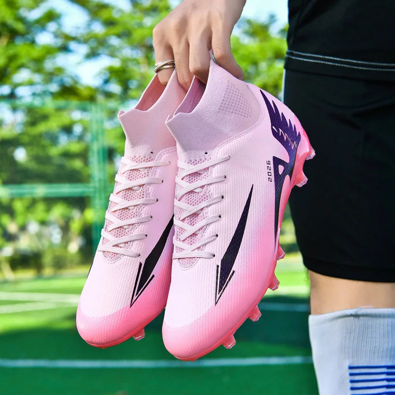 Nouvelles chaussures de football pour hommes, chaussures de football en salle de haute qualité, chaussures de sport, futsal, cheville haute, antidérapantes, ultralégères, antidérapantes pour l'extérieur