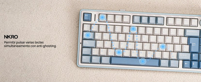 EPOMAKER AULA F75 ISO-ES 75% QWERTY español, teclado mecánico gaming inalámbrico con cable/Bluetooth/2.4GHz, hot-swap, montaje gasket y retroiluminación RGB