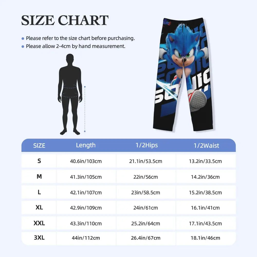 Custom Print Men's Soniced Pajama Pants Hedgehog Game Sleepwear Sleep Lounge Bottoms with Pockets