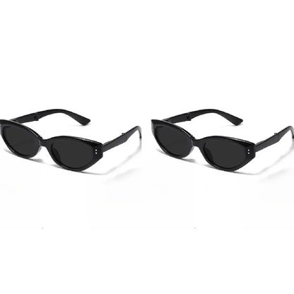 Minimalist Oval Cat-eye Glasses Women's Fashion Outdoor Folding Sunglasses Sun Shading UV Sunscreen Glasses Stylish Accessory