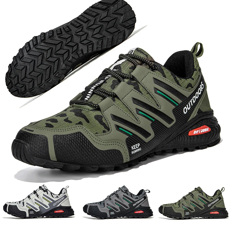 2025 New Men Hiking Shoes Outdoor Waterproof Sports Shoes Comfortable Leather Hiking Training Boots Large Size Tactical Shoe Men