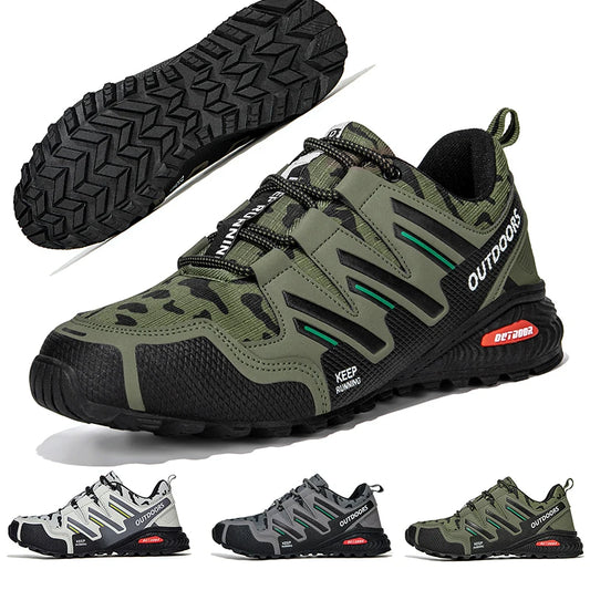 2025 New Men Hiking Shoes Outdoor Waterproof Sports Shoes Comfortable Leather Hiking Training Boots Large Size Tactical Shoe Men