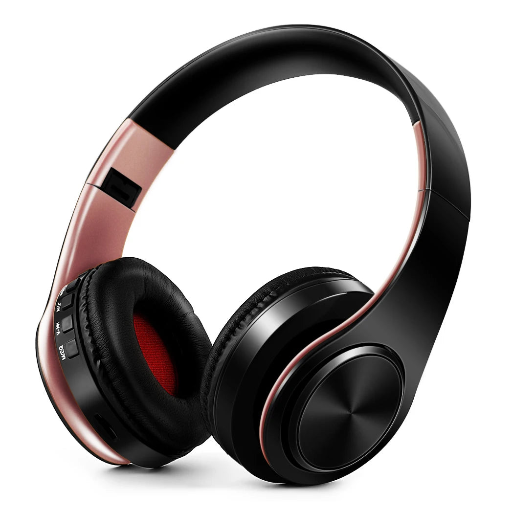 CATASSU Gold Bluetooth Wireless Headphones with Microphone, Stereo Headset, Bluetooth 5.3 Earphones, 40mm HiFi Sound, Foldable Headphones for Android & iOS