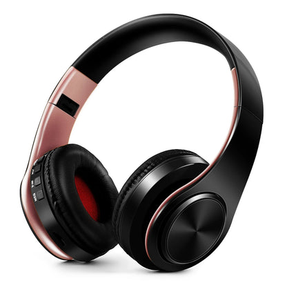 CATASSU Gold Bluetooth Wireless Headphones with Microphone, Stereo Headset, Bluetooth 5.3 Earphones, 40mm HiFi Sound, Foldable Headphones for Android & iOS