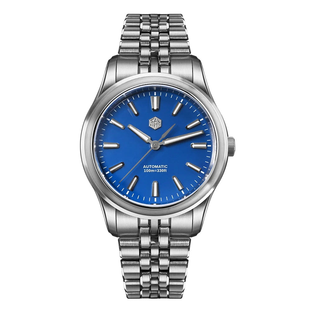 San Martin 39mm Miyota 90S5 Enamel Dial GADA Wristwatch Automatic Mechanical Sapphire BGW-X1 10Bar 5-Link Bracelet  SN0144CG-7