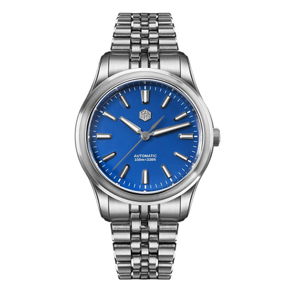 San Martin 39mm Miyota 90S5 Enamel Dial GADA Wristwatch Automatic Mechanical Sapphire BGW-X1 10Bar 5-Link Bracelet  SN0144CG-7