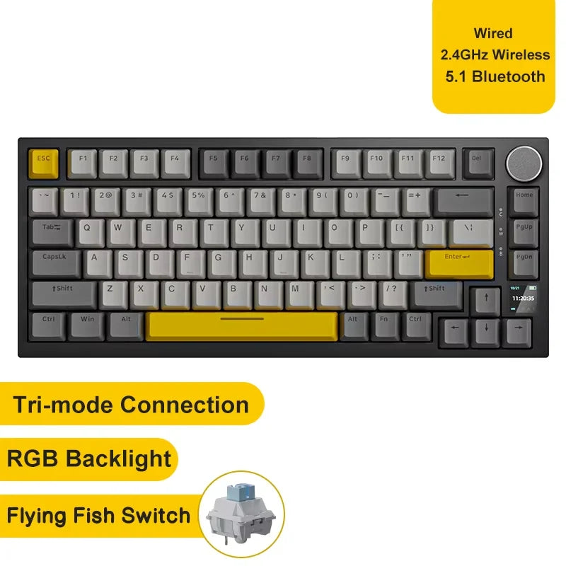Ajazz AK820/AK820Pro Gaming Mechanical Keyboard Bluetooth 5.1/Wireless/Wired Custom Keyboard With Heat Exchange Sealed Button