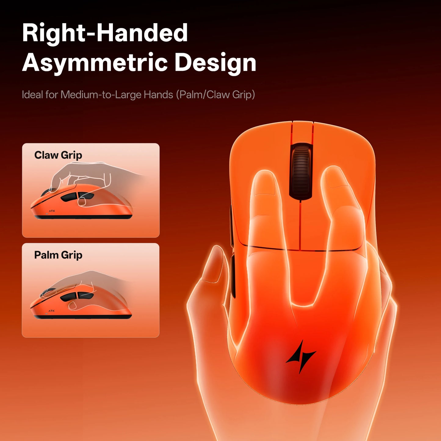ATK Blazing Sky Z1 V2 Ultimate Ασύρματο Ποντίκι PAW3950 Ultra Dual 8K Gaming Ποντίκι Εργονομικό, Ιδανικό για Μεσαίο έως Μεγάλο Χέρι