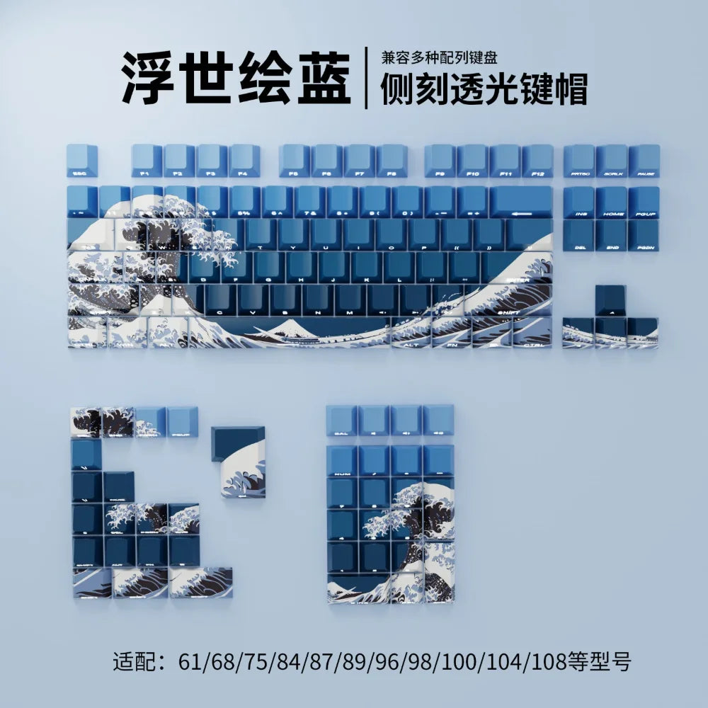 Side-engraved Translucent CHERRY Keycaps PBT Creative Personalized Customized for 60/64/84/98/108 Mechanical Keyboards MX Switch