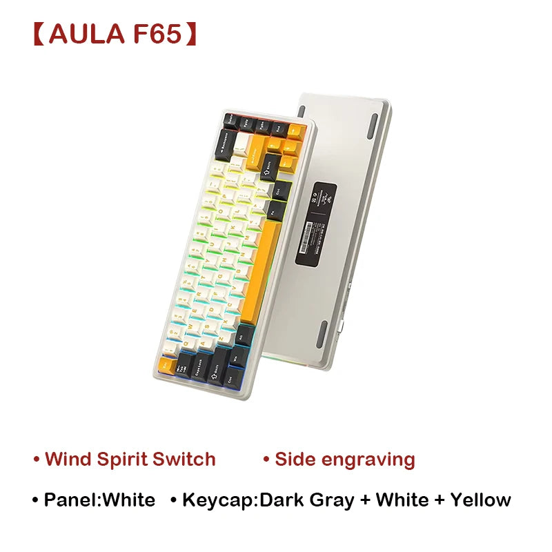 AULA F65 Mechanical Keyboard Three Mode Custom Wireless/Bluetooth/Wired Connection Full Key Hot-swapable Office Gaming Esports