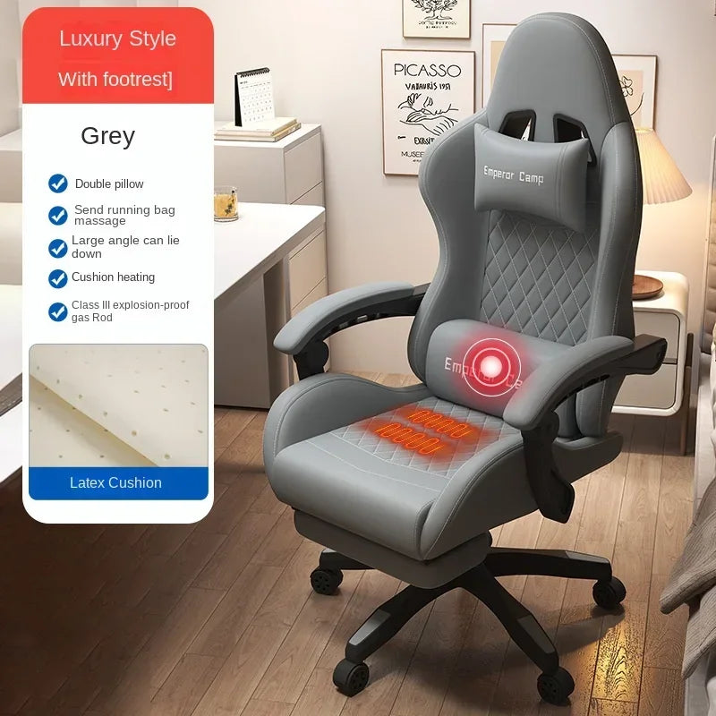 Silla gaming Hestora de piel PU grande y alta, silla ergonómica para ordenador con respaldo alto, reposapiés, masaje y soporte lumbar para adultos