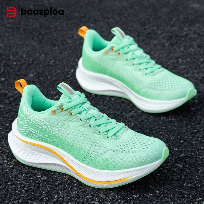 Baasploa Damen-Laufschuhe für Profis, Outdoor, Carbon-Platte, rutschfeste Sportschuhe, Damen-Freizeitschuhe, atmungsaktive Jogging-Sneaker