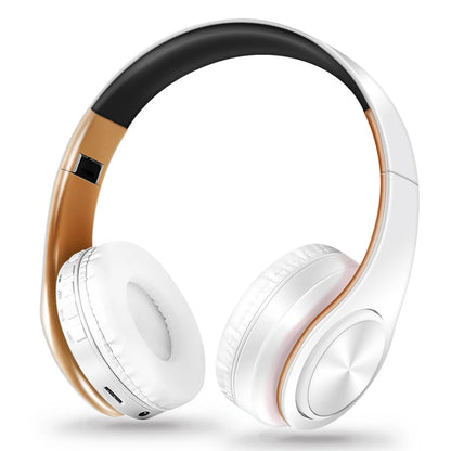 CATASSU Gold Bluetooth Wireless Headphones with Microphone, Stereo Headset, Bluetooth 5.3 Earphones, 40mm HiFi Sound, Foldable Headphones for Android & iOS