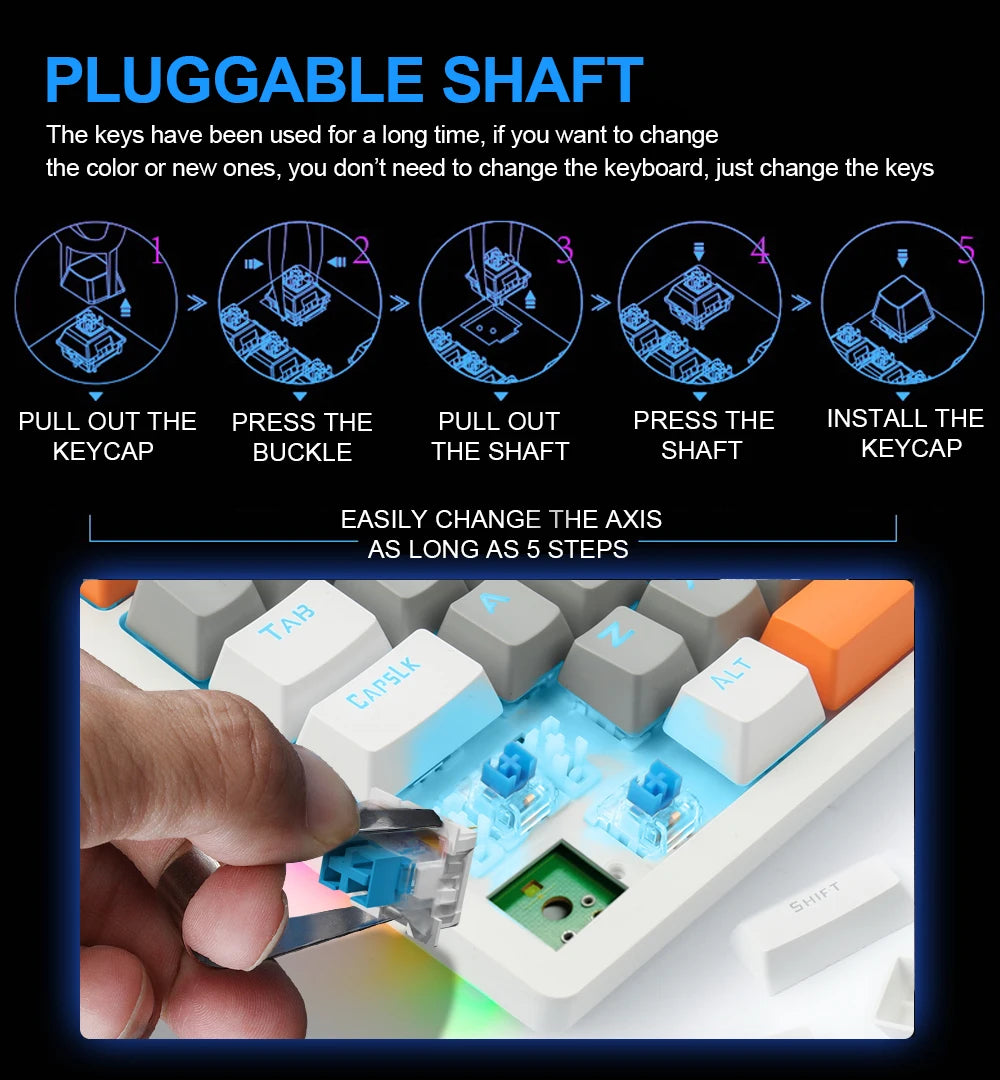 E-YOOSO K620 USB Mechanical Gaming Keyboard Wired Blue Red Switch Monochrome LED Backlit 87 Key for Compute Laptop PC