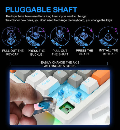 E-YOOSO K620 USB Mechanical Gaming Keyboard Wired Blue Red Switch Monochrome LED Backlit 87 Key for Compute Laptop PC