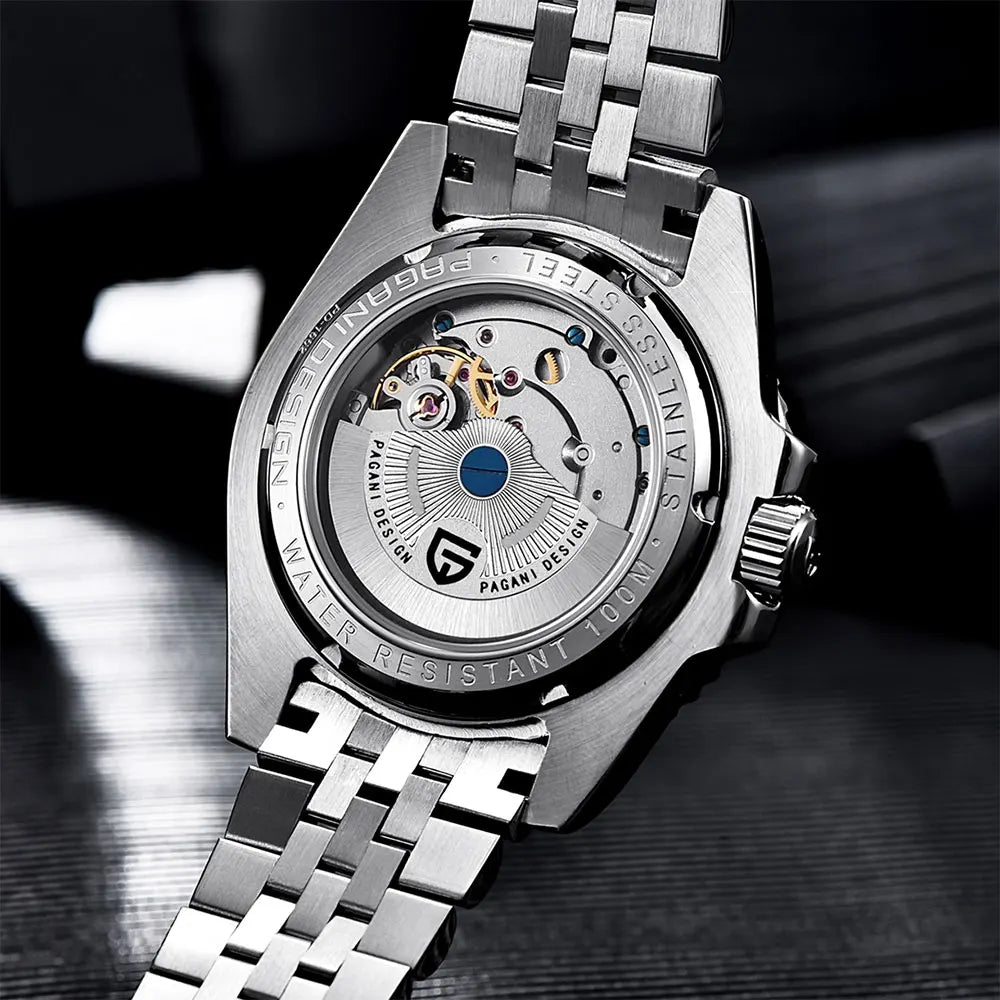 PAGANI DESIGN 40mm GMT Men's Mechanical Watches Rubber Strap Rotating Bezel 100 Waterproof Sports Wristwatch Mens Business Clock