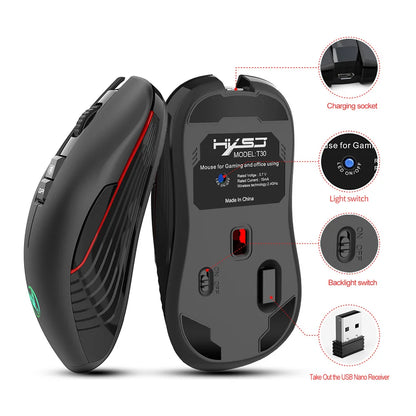 Ασύρματο ποντίκι USB-C 2.4G, επαναφορτιζόμενο gaming ποντίκι 3600DPI με 7 κουμπιά, αθόρυβο ποντίκι Type-C για Macbook, laptop, PC, παιχνίδια και υπολογιστή