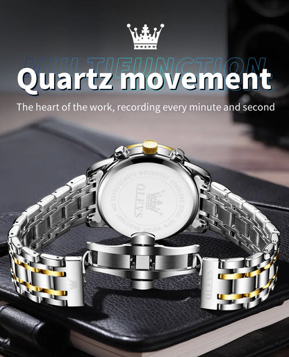 OLEVS 5529 Top-Luxusmarke Herrenuhr wasserdicht leuchtend Edelstahl Mondphase Timing Code Uhr neue Quarz-Herrenuhr
