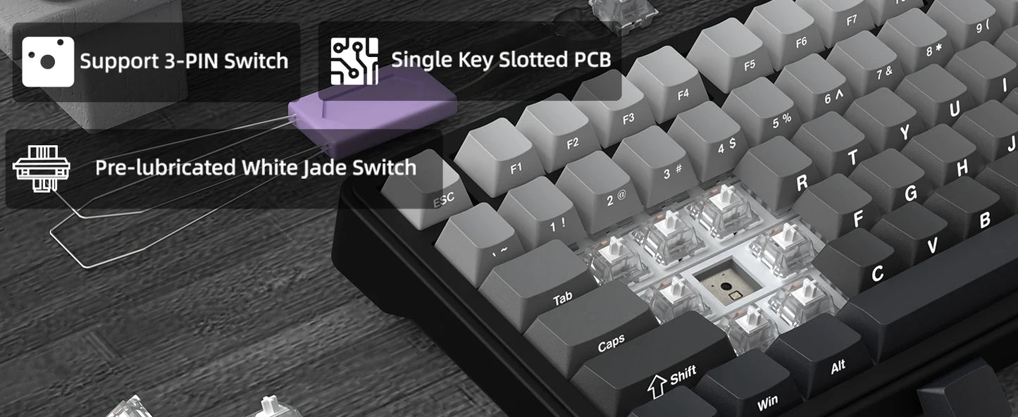 ATTACK SHARK X85 Tri-Mode Gasket Mechanical Keyboard 75% Wireless Hot Swappable RGB Gaming Keyboard with CNC Knob, 5-Layer Sound Dampening & NKRO