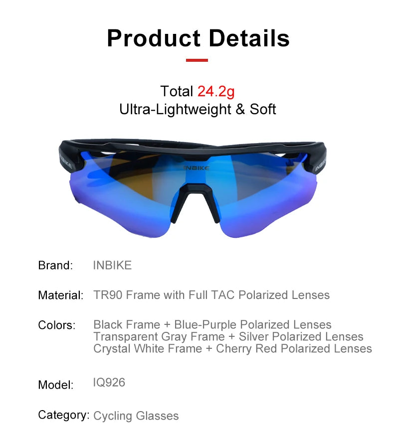INBIKE 2025 MTB Cycling Sunglasses Polarized UV Protection for Road Biking Mountain Bike Running Hiking Outdoor Sports Glasses