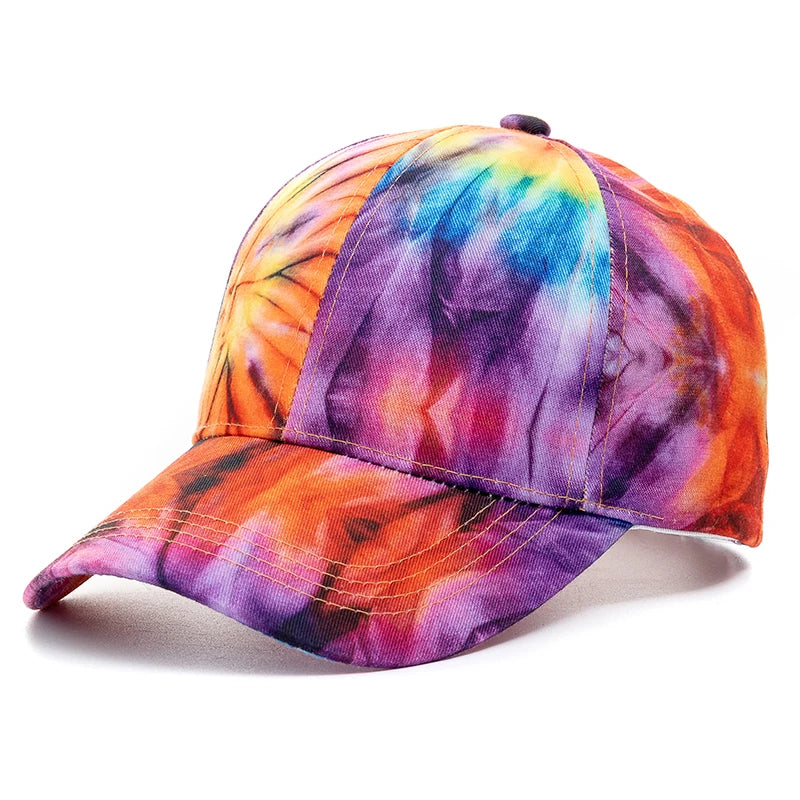 New Outdoor Casual Tie Dye Caps For Women Rainbow Colorful Baseball Cap Female Fashion Streetwear Summer Hat