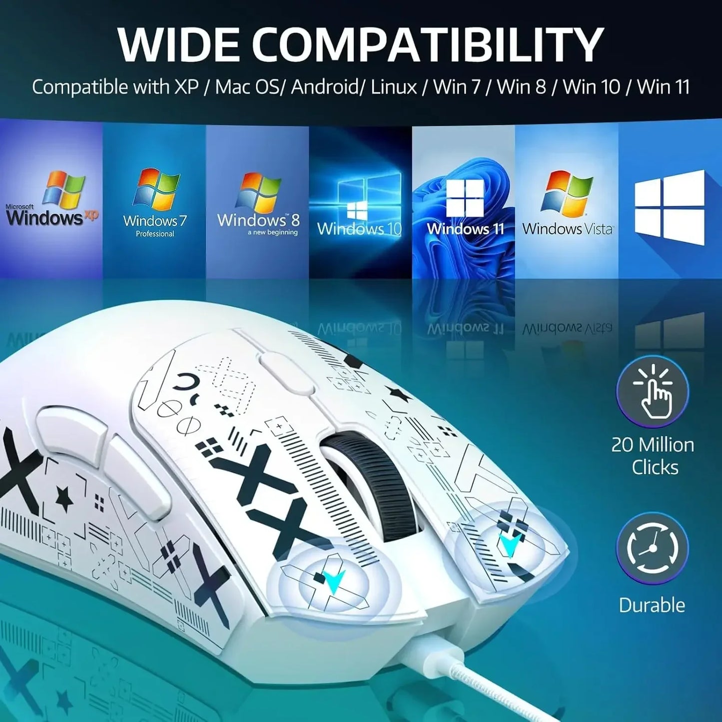 Attack Shark R1 Wireless Gaming Mouse, 55g Ultra-Lightweight Tri-Mode Gaming Mouse, PAW3311 Sensor, 18000 DPI, Bluetooth 5.2, 2.4GHz & USB-C for PC, Mac & Laptop