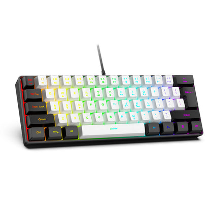 USB Wired RGB Gaming Keyboard 61 Keys White Black Compact Mini Office Keyboard and Mouse for PC Desktop Computer Gamer Keypad
