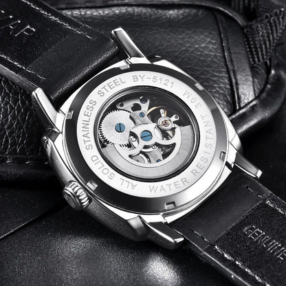 BENYAR Watch for Men Luxury Skeleton Tourbillon Automatic Mechanical Mens Watch 30M Waterproof Leather Strap Sports Reloj Hombre