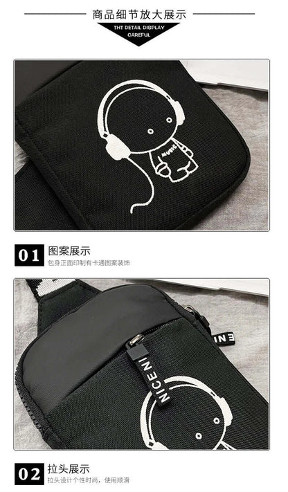 Lekka, sportowo-casualowa torba na ramię dla dorosłych Fortnites, mini torba na telefon z nadrukiem postaci z gry, męska torba crossbody na klatkę piersiową, prezent