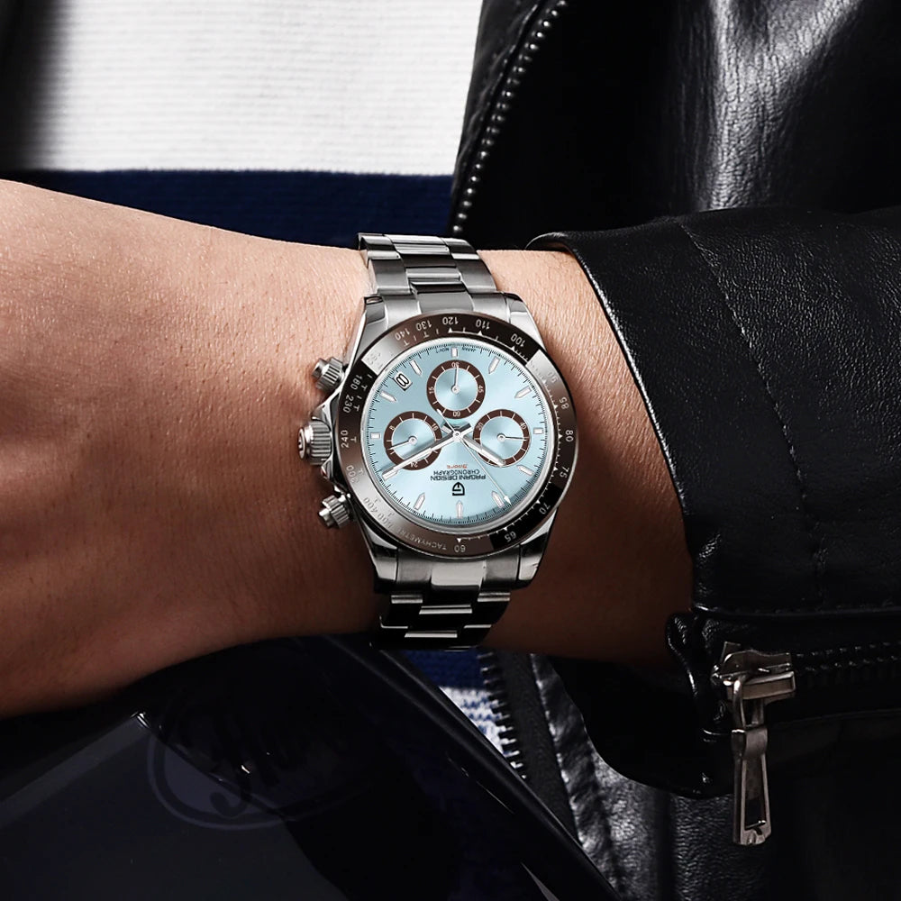 Orologio da uomo PAGANI DESIGN – Modello con quadranti colorati, orologio da polso al quarzo di lusso, cronografo dotato di un movimento