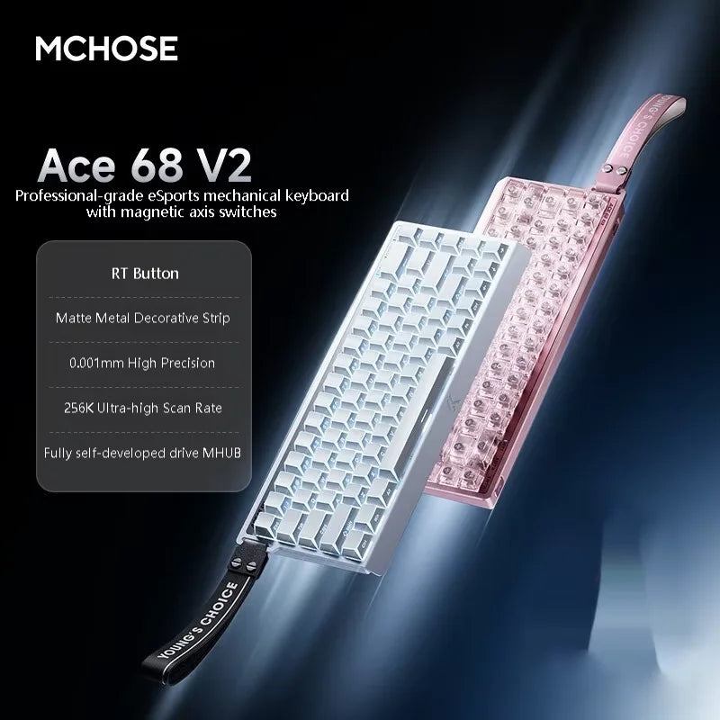 MCHOSE Ace 68 Hall Effect Magnetic Switch Gaming Keyboard Topographic Keycaps Customized TTC Uranus Magnetic Switch eSports