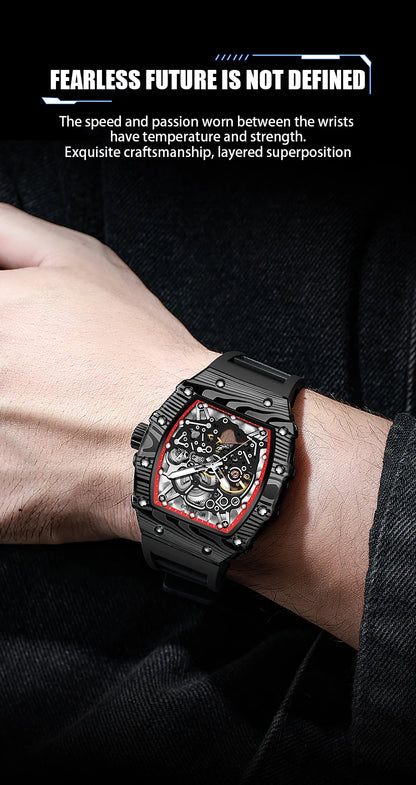 MUSANFIGO barrel shaped design, luxurious fully automatic mechanical men's watch, waterproof and luminous trendy watch