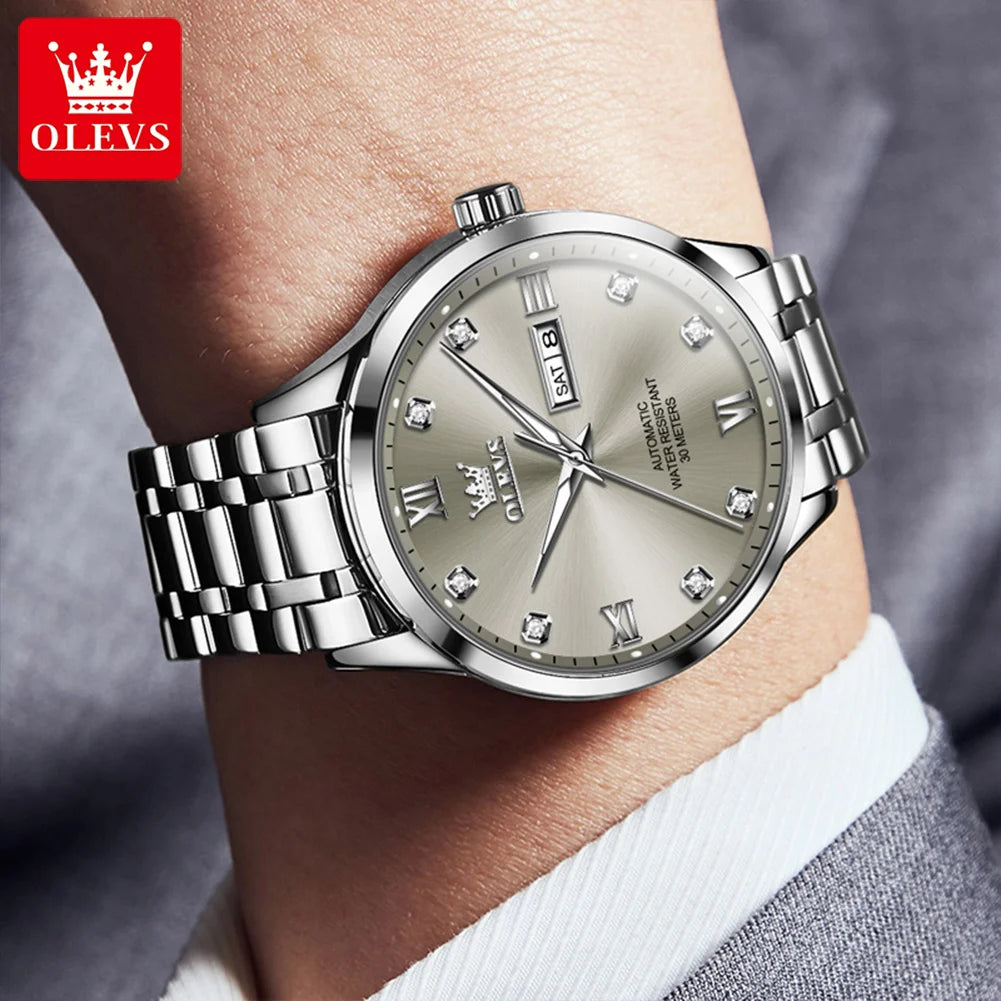 Orologio automatico da uomo OLEVS 9946 – Orologio da polso meccanico di lusso, dotato di calendario con indicazione della data, ideale per gli uomini d’affari.