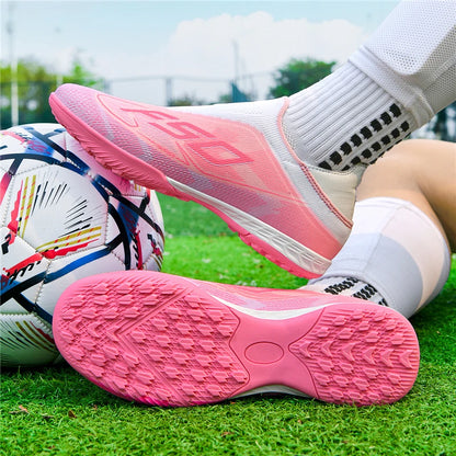 Nouvelles chaussures de football pour hommes, chaussures de sport d'extérieur, chaussures de soccer ultralégères, chaussures de futsal antidérapantes, de haute qualité, à cheville haute, respirantes, pour match
