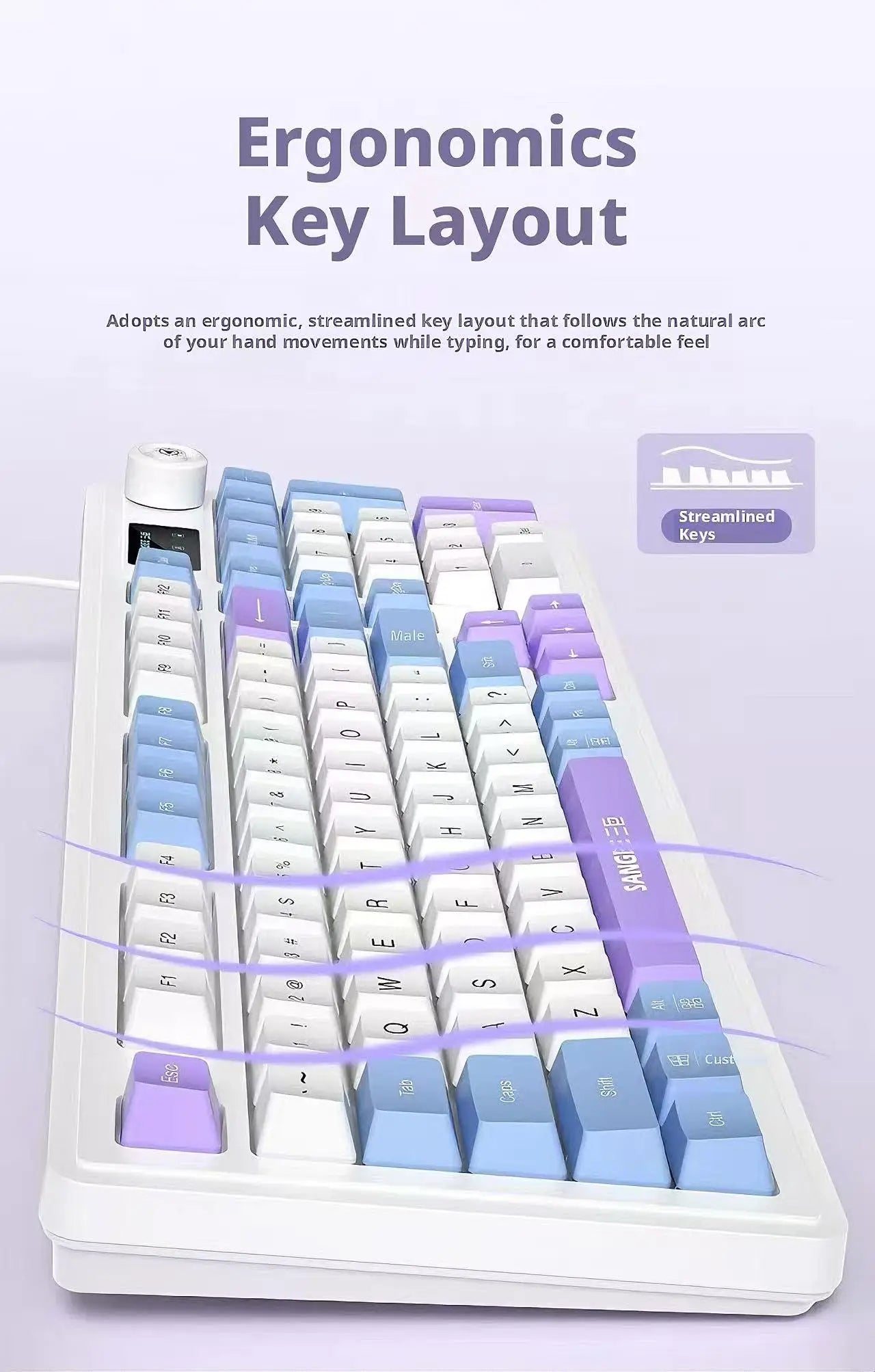 RGB 98Key Silent Keyboard and Mouse Set Wired Mechanical Feel with Screen Display Gaming Office Combo for PC Laptop Desktop