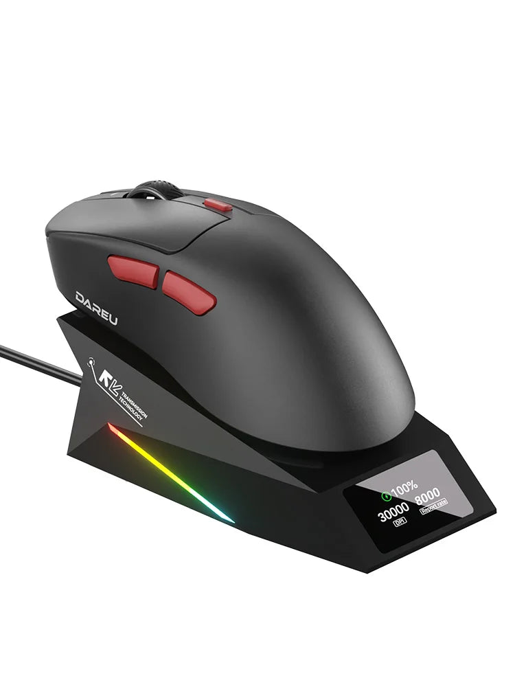 DAREU draadloze gamingmuis 8khz polling rate AIM-750 (3950) 30000 DPI tri-mode gamermuis 60g met oplaadstation