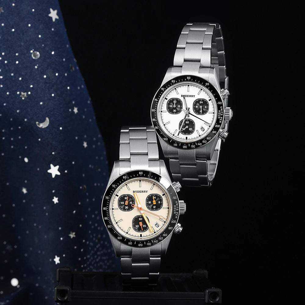 Boderry GOLDACE Titanium Chronograph Watch Mecha-Quartz Movement Luminous Business Wristwatch 100M Waterproof Clock
