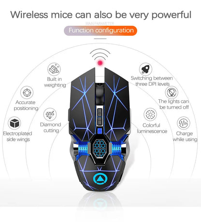 UTHAI A7 Laptop Accessories Rechargeable Wireless Mouse Mute Office Game Water Cooled Light Effect Bluetooth Mouse