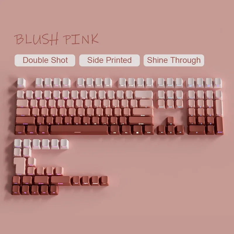 Neue Keycaps für 60/64/84/98/108 Gaming-Mechaniktastaturen mit MX-Switches, 135 Tasten, OEM PBT, seitlich graviert, Farbverlauf in Rot und Schwarz