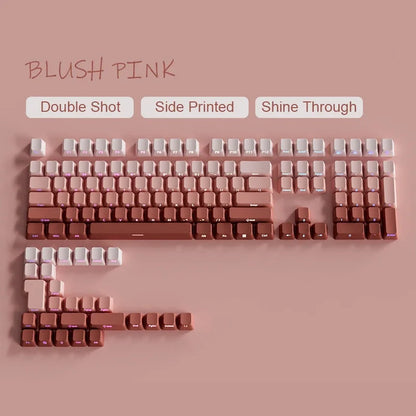 Neue Keycaps für 60/64/84/98/108 Gaming-Mechaniktastaturen mit MX-Switches, 135 Tasten, OEM PBT, seitlich graviert, Farbverlauf in Rot und Schwarz
