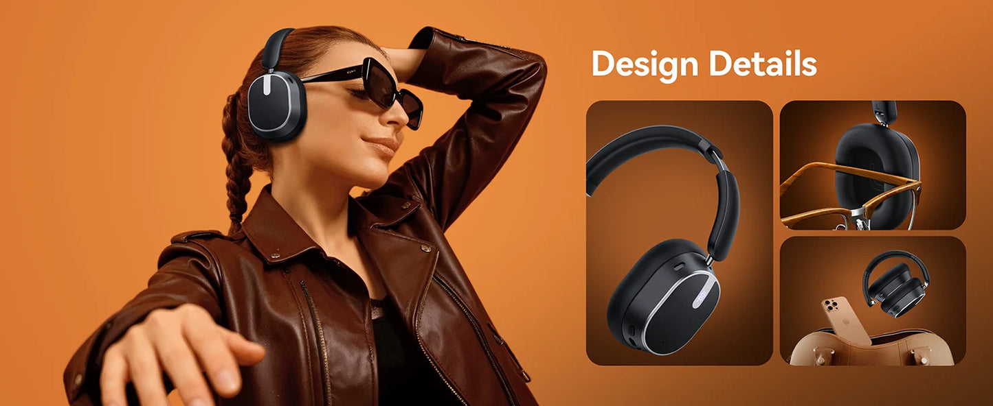 Active Noise Cancelling Headphones Bluetooth 6.0 Wireless Over-Ear Headphones with 120H Battery, 6-Mic ENC Calls, LED Power Display & Spatial Audio