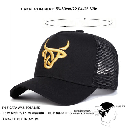 Casquettes de baseball unisexes à broderie « tête de bœuf », ajustables, décontractées, pour le printemps et l’été, avec protection solaire