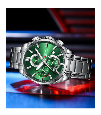 Montre homme CURREN, marque de luxe, originale, étanche, en acier inoxydable, chronographe, phase de lune, date, cadran rotatif